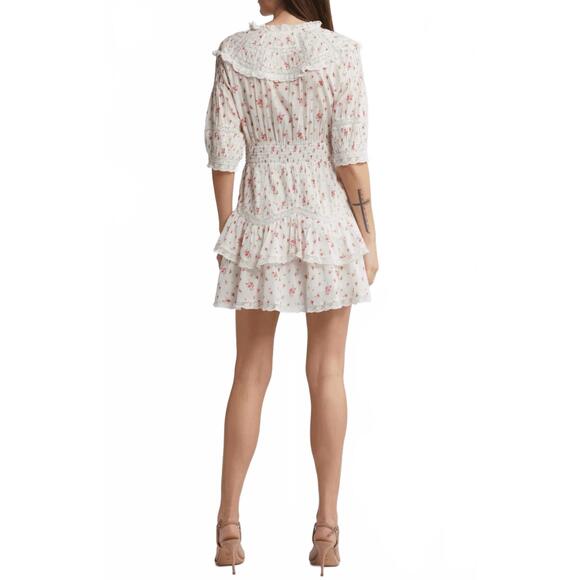 NEW LOVESHACKFANCY clovis mini dress in carmine roses